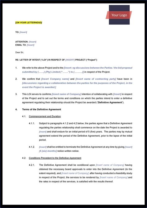 letter of intent bedeutung.